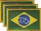 Brazil Flag Patch Set - Pack of 3 Embroidered Iron On or Sew On Emblems. 3.5" x 2.25"